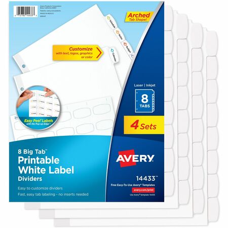 Wholesale Dividers & Tabs: Discounts on Avery Big Tab White Label Tab Dividers AVE14433