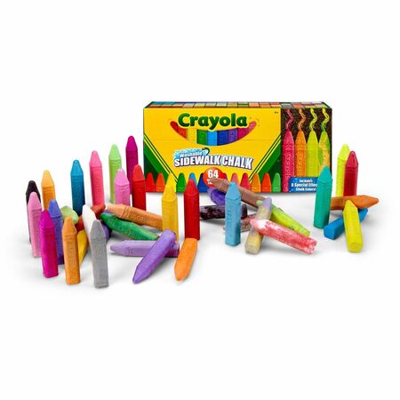 Wholesale Crayola BULK Chalks: Discounts on Crayola Sidewalk Chalk 64 Count Washable anti-roll sticks CYO512064