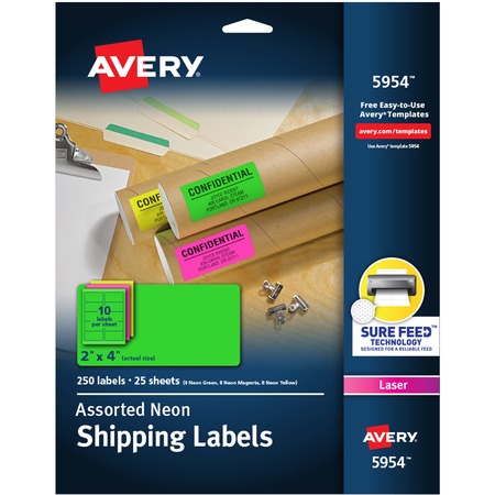 Wholesale Shipping Labels: Discounts on Avery & reg High Visibility Neon Shipping Labels AVE5954