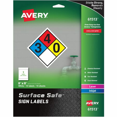 Wholesale Warning Labels: Discounts on Avery & reg Surface Safe Sign Labels AVE61513