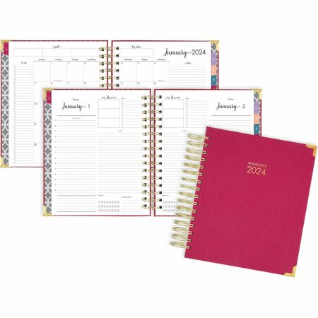 At-A-Glance Harmony 2024 Hardcover Daily Monthly Planner, Berry, Medium, 7" x 8 3/4" AAG609980659