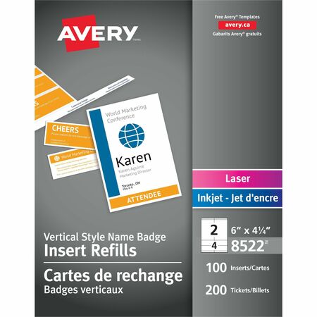 Avery&reg; Vertical Style Name Badge with Insert Refills AVE8522