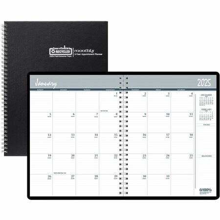 House of Doolittle Monthly Calendar Planner 2 Year Black Hard Cover 8-1/2 x 11 Inches