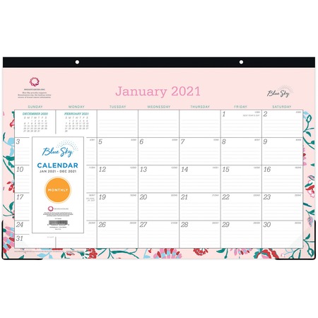 Blue Sky Write-on Calendar Monthly Desk Pad