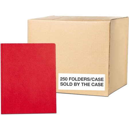 Roaring Spring Case of 10 Boxes of Pocket Folders with Prongs, 11.75x9.5  , Twin Pockets hold 25 sheets each, 11 pt tag board, 25/box, Red Color