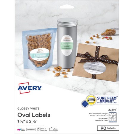 Avery&reg; Sure Feed Printable Glossy White Labels AVE22814
