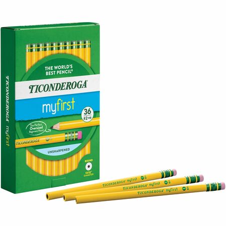 Dixon Ticonderoga Beginners Wood Pencil with Eraser, HB #2, Yellow