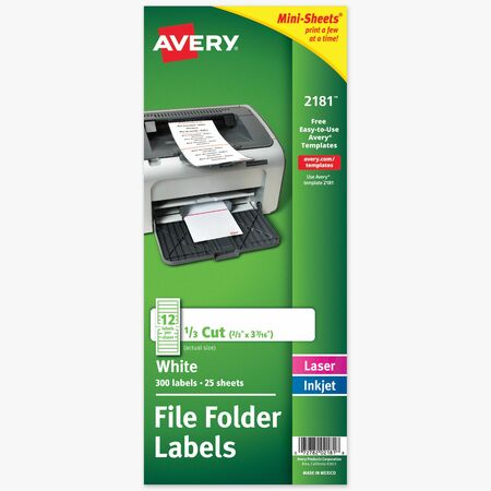 Wholesale File Folder Labels: Discounts on Avery Mini-Sheets Permanent File Folder Labels AVE2181