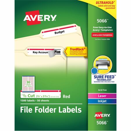 Avery Permanent File Folder Labels with TrueBlock Technology AVE5066
