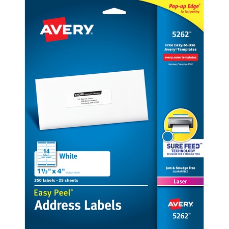 Wholesale Address & Mailing Labels: Discounts on Avery White Easy Peel Address Labels AVE5262