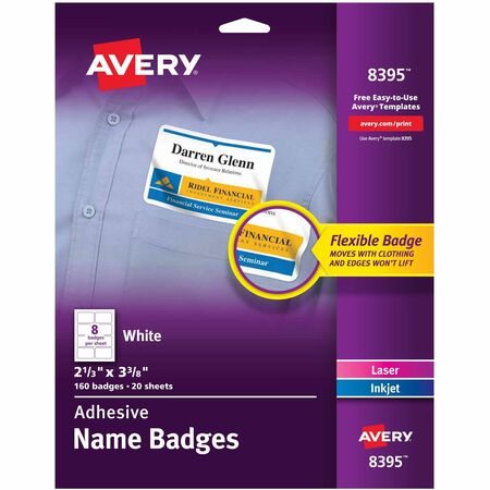 Wholesale Name Tags & Badges: Discounts on Avery Flexible Adhesive Name Badge Labels AVE8395