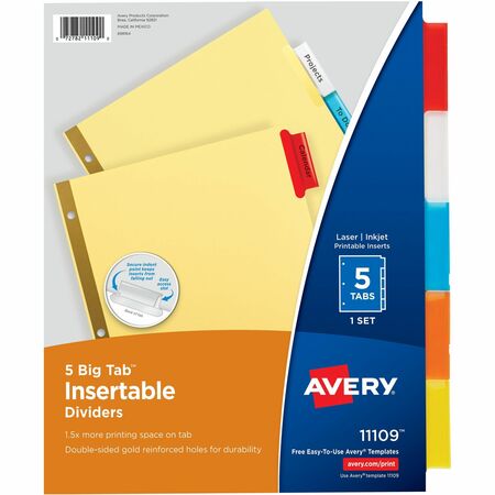 Wholesale Dividers & Tabs: Discounts on Avery Big Tab Buff Colored Insertable Dividers - Gold Reinforced AVE11109