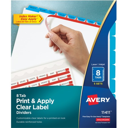 Wholesale Labels: Discounts on Avery Index Maker Punched Clear Label Tab Divider AVE11411