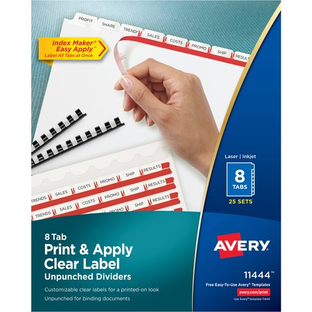 Avery&reg; Print & Apply Label Unpunched Dividers - Index Maker Easy Apply Label Strip AVE11444