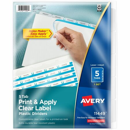 Avery Index Maker Print & Apply Clear Label Plastic Dividers
