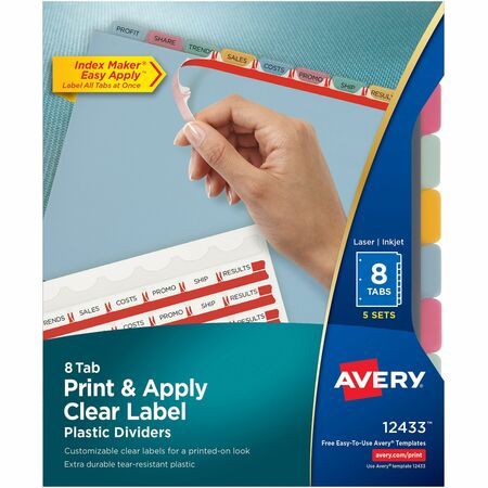 Wholesale Dividers & Tabs: Discounts on Avery Index Maker Print & Apply Clear Label Plastic Dividers AVE12433