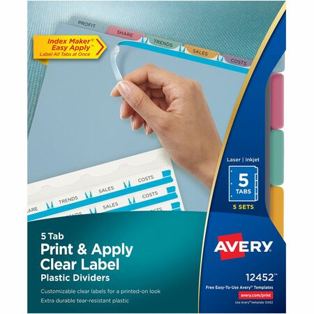 Wholesale Dividers & Tabs: Discounts on Avery Index Maker Print & Apply Clear Label Plastic Dividers AVE12452