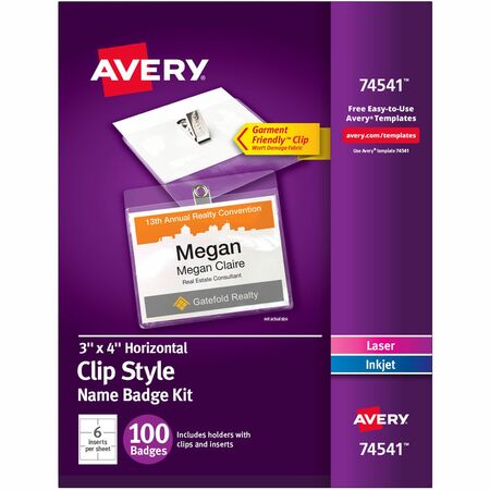 Avery Laser/Inkjet Clip Style Name Tag Kit AVE74541