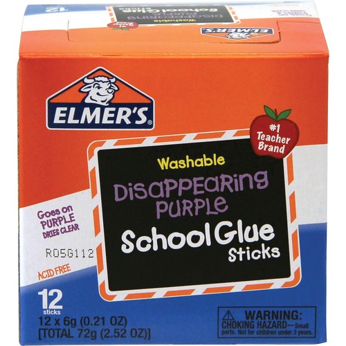  EPO61669  Elmer's Disappearing Purple School Glue Sticks - 40 g  per Stick - 12 Pack