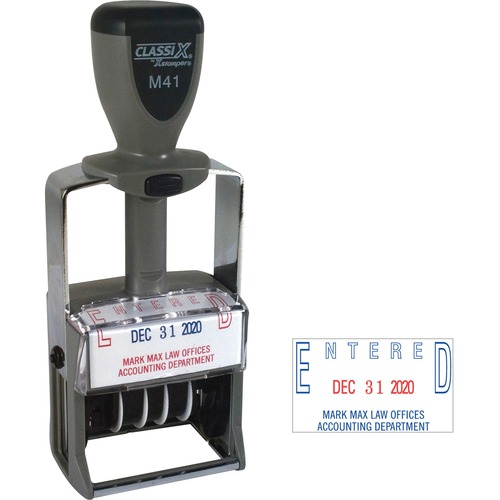 Shachihata Inc Metal Dater Stamp, 1-1/16"x1-7/8", 1-4 Lines, 25 Max/Line