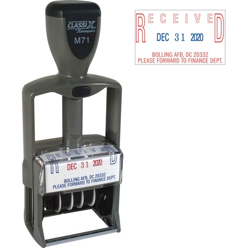 Shachihata Inc Self-Inking Date Stamp,1-1/8"x1-7/8",1-4 Lines, 25 Max/Line
