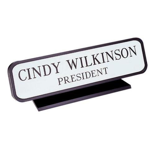 Shachihata Inc Designer Desk Sign, 2"x10", Black Frame
