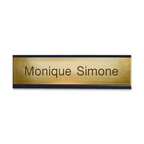 Shachihata Inc Standard Aluminum Desk Sign, 2"x8", Black