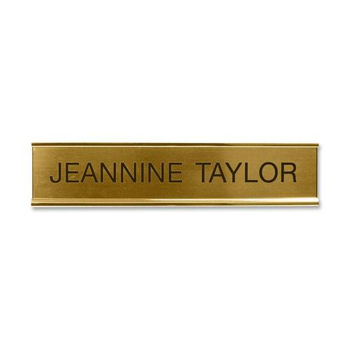 Shachihata Inc Standard Aluminum Desk Sign, 2"x10", Gold