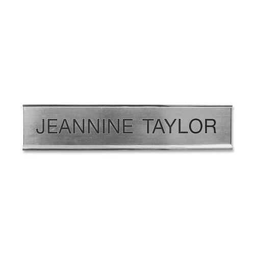 Shachihata Inc Standard Aluminum Desk Sign, 2"x10", Silver
