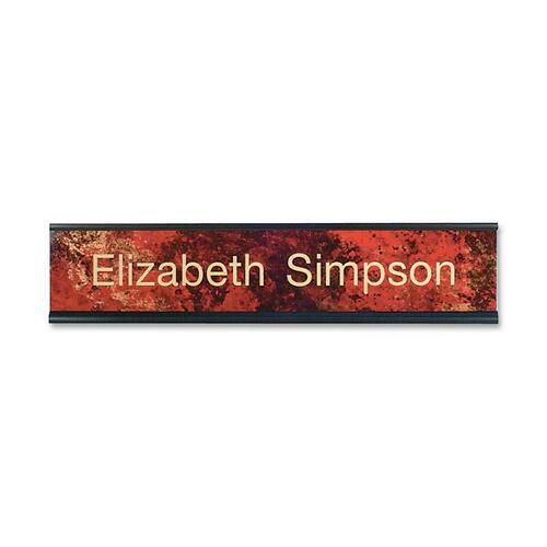 Shachihata Inc Standard Aluminum Desk Sign, 2"x10", Black