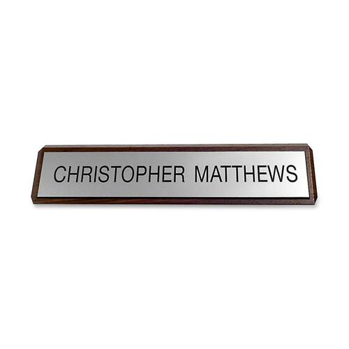 Shachihata Inc Plastic Nameplate On Wood, Custom, 2"x10"