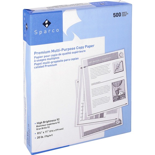 Sparco Copy Paper, 92 GE, 20 Lb, 8-1/2"x11", 500SH/RM, 10/CT, WE