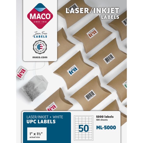 MACO Laser/Ink Jet White UPC Labels MACML5000