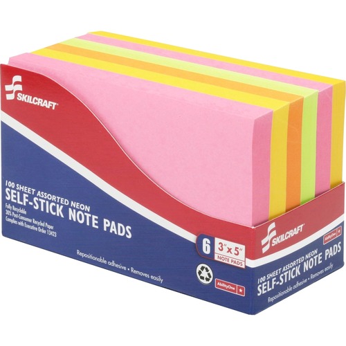SKILCRAFT Self-Stick Pastel Note Pad - Zerbee