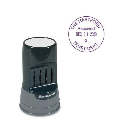 Shachihata Inc Pre-inked Stamp, 1-3/16" Impression, 4 Lines, 18 Max/Line