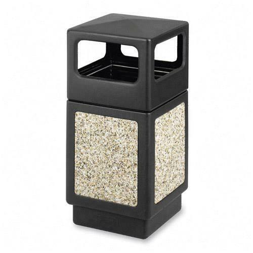 Safco Receptacle,Side Open,38Gal,18-1/4"x18-1/4"x39-1/4",BK