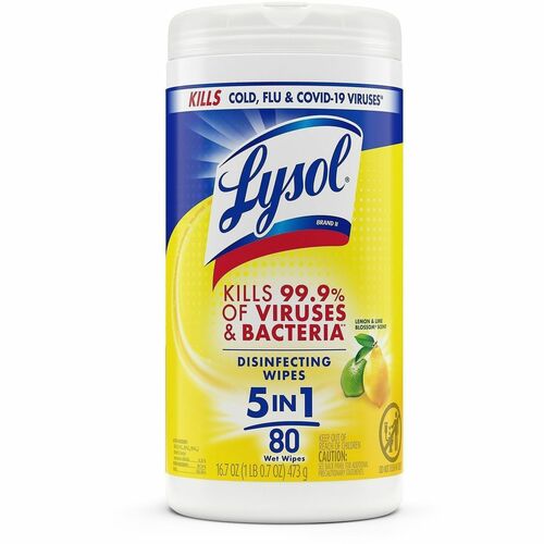 Reckitt Benckiser Disinfecting Wipes,80 Wipes/Tub, Lemon/Lime Blossom