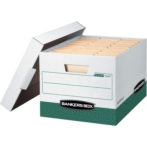 Fellowes Storage File, Letter/Legal,12"x15"x10", 12/CT, White/Green