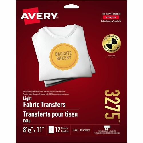 Avery Iron-On T-Shirt Transfers, 8-1/2"x11",12/PK,6PK/CT,WE