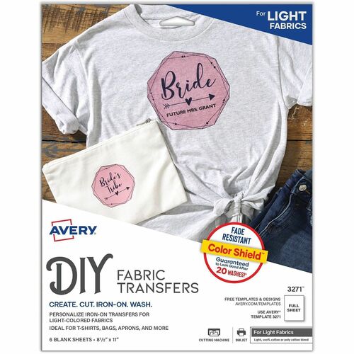 Avery Iron-On T-Shirt Transfers, 8-1/2"x11", 6/PK,6PK/CT, Matte
