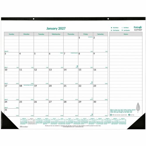 Rediform Desk Pad, Monthly Jan-Dec, Recycled, 1PPM, 22"x17"