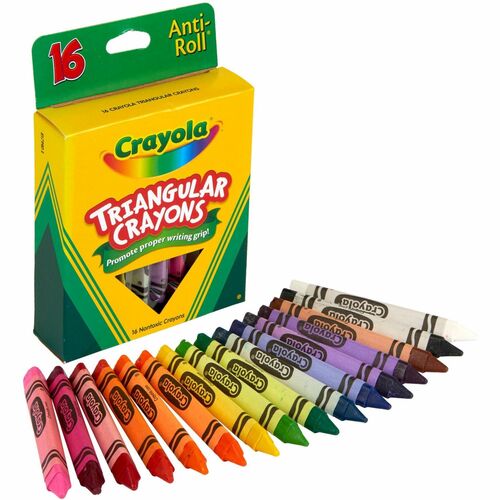 Crayola Crayons, Anti-Roll, Triangular, Nontoxic, 16/BX, Assorted