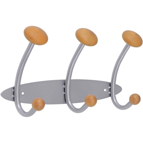 Alba, Inc Coat Rack,Wall,3 Pegs/3 Hooks,10.6"x5.9"x14.96",SR/BN