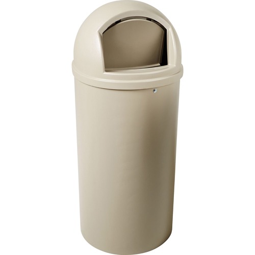 Rubbermaid Commercial Products Waste Container, Domed Top, 25Gal, 18"Dia x 42", Beige