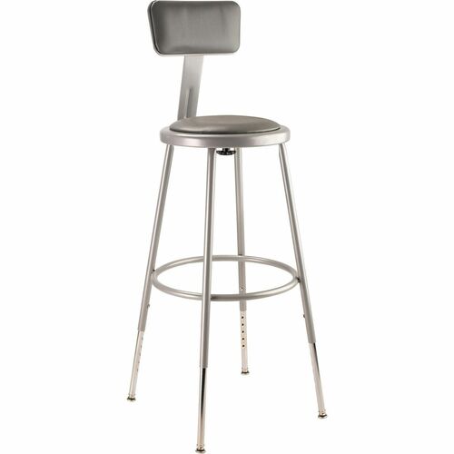 Stool, 25-33 Inch, Vinyl, Back, Gray view 2