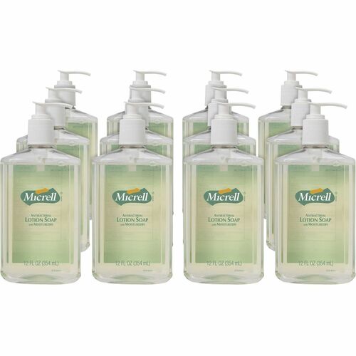 Gojo Hand Soap, Lotion, Antimicrobial, 12oz Pump, 12/CT, Clear