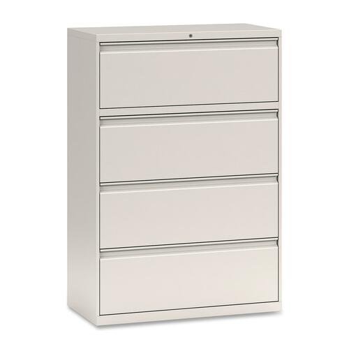 Office Black and Light Gray Lateral File Cabinet with Drawers and Shel