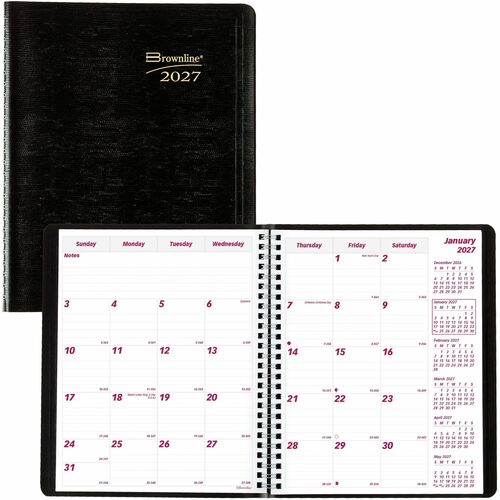 Monthly Planner 14 Months 8x7 Black view 2
