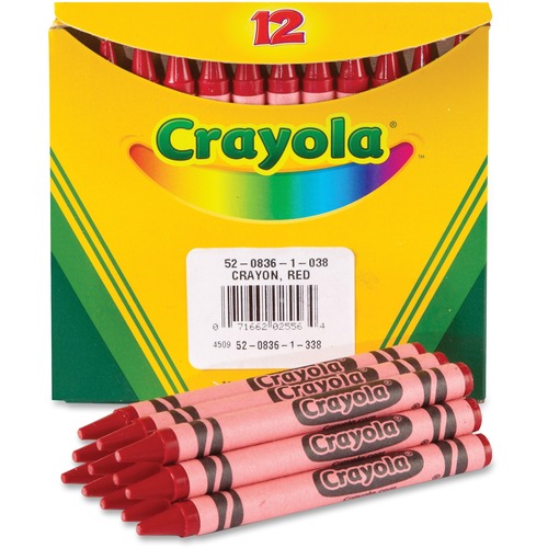 Crayola Crayons, Regular, Standard-size, 12/BX, Red