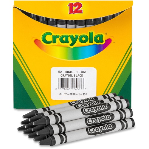 Crayola Crayons, Regular, Standard-size, 12/BX, Black